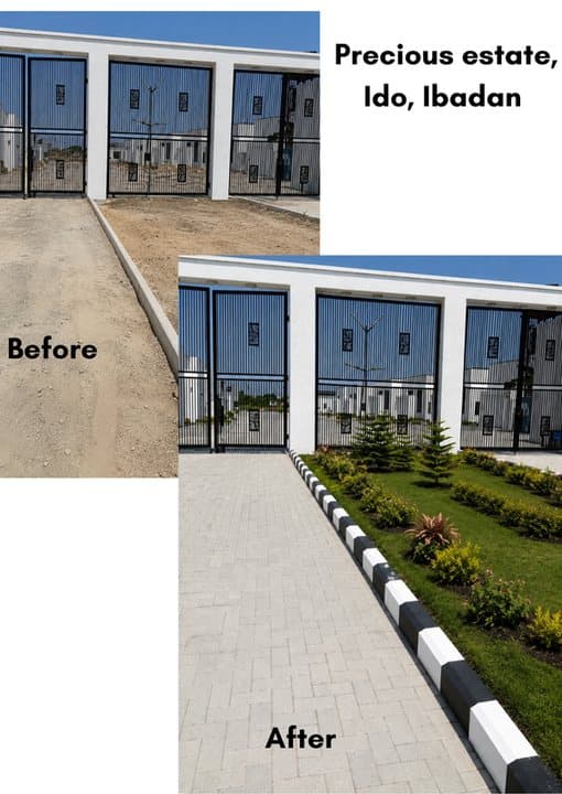 Precious Estate gated entrance landscaping, Ido, Ibadan