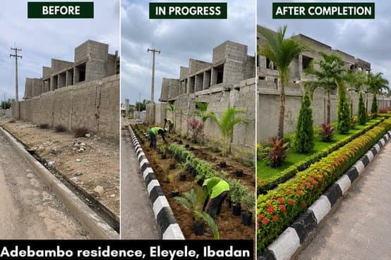 Adebambo Residence landscape project in Eleyele, Ibadan